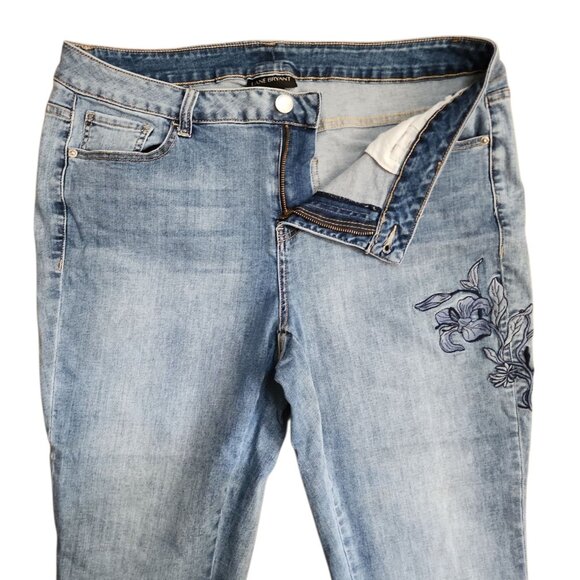 Lane Bryant Jeans Womens Plus Size 18 Cut Off Fringe Blue Denim Embroidered - Picture 2 of 6